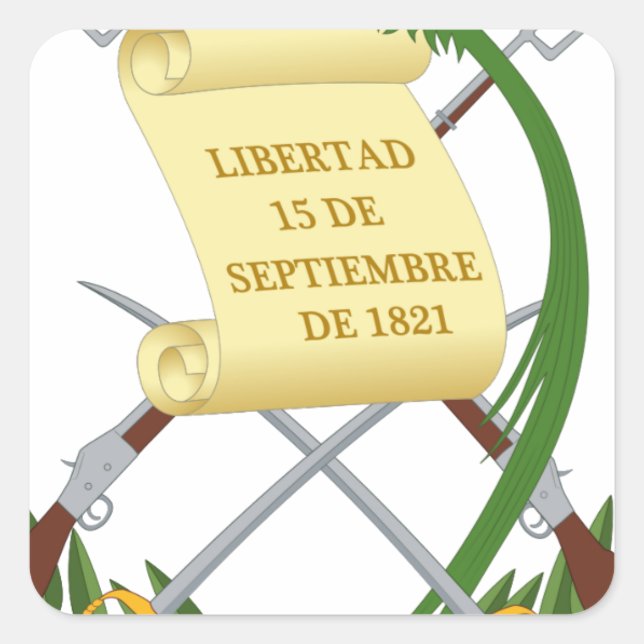 Adesivo Quadrado Escudo de armas da Guatemala - Casaco de armas (Frente)