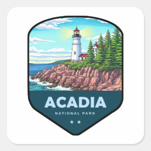 Adesivo Quadrado Escudo do Parque Nacional Acadia