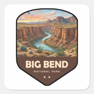Adesivo Quadrado Escudo do Parque Nacional Big Bend