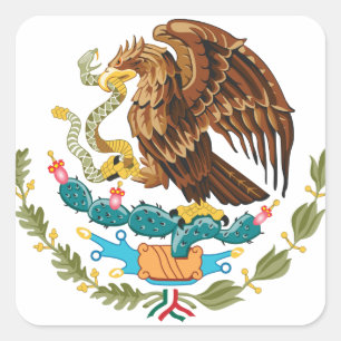 Adesivo Quadrado Escudo Nacional do México - Emblema Mexicano