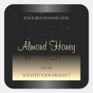 Adesivo Quadrado Escuro Elegante e Rótulo de Produto Creme suave