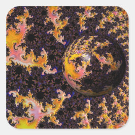 Adesivo Quadrado Esfera de Tempestade de Fogo Fractal
