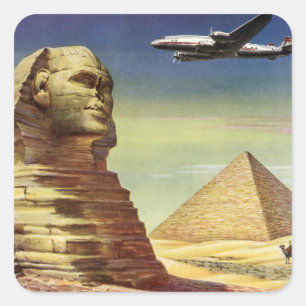 Adesivo Quadrado Esfinge do Excelente Vintage de Giza, Pirâmides do