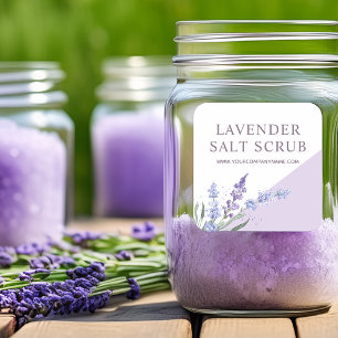 Adesivo Quadrado Esfoliante Sal Lavanda Aquarela Floral