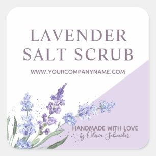 Adesivo Quadrado Esfoliante Salino Floral Lavanda Aquarela
