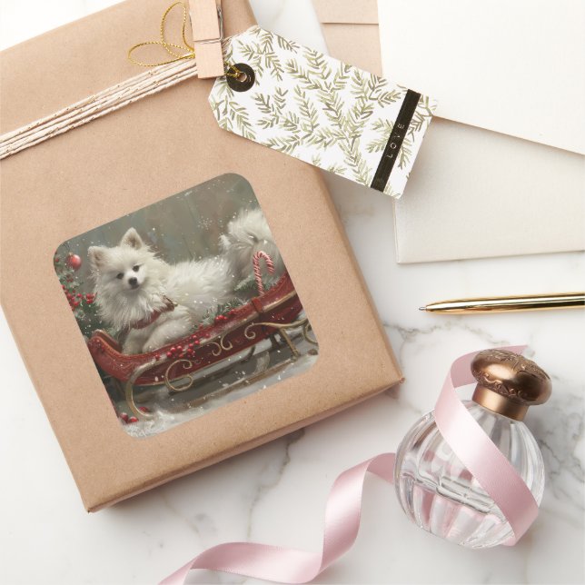 Adesivo Quadrado Eskimo americano Cachorro Festivo (Presentear)