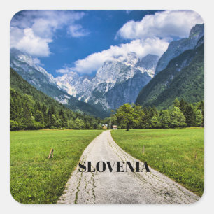 Adesivo Quadrado Eslovênia, fotografia cênica com Alpes