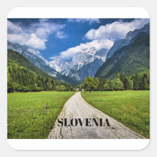 Adesivo Quadrado Eslovênia, fotografia cênica com Alpes