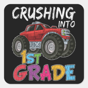 Adesivo Quadrado Esmagando No Primeiro Grau Professor Kid Truck