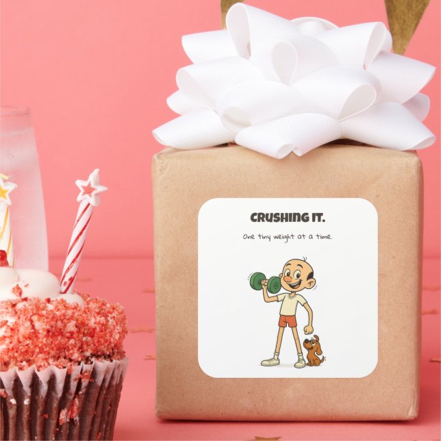 Adesivo Quadrado Esmagando - Um Pequeno Peso por Vez (Festa)