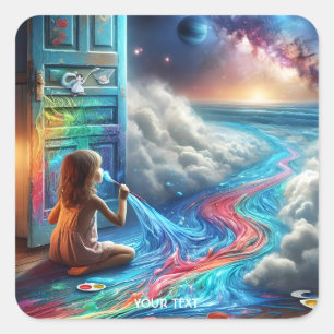 Adesivo Quadrado Espaço para Meninas de Pintura Fantasy