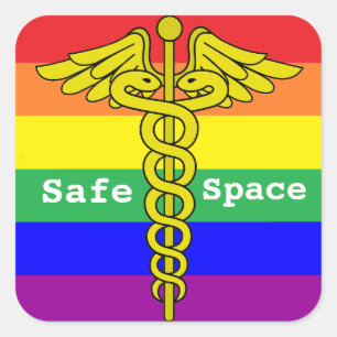 Adesivo Quadrado Espaço seguro para assistência médica LGBTQ