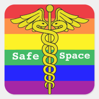 Adesivo Quadrado Espaço seguro para assistência médica LGBTQ