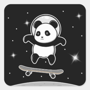 Adesivo Quadrado Espaço Skate Panda