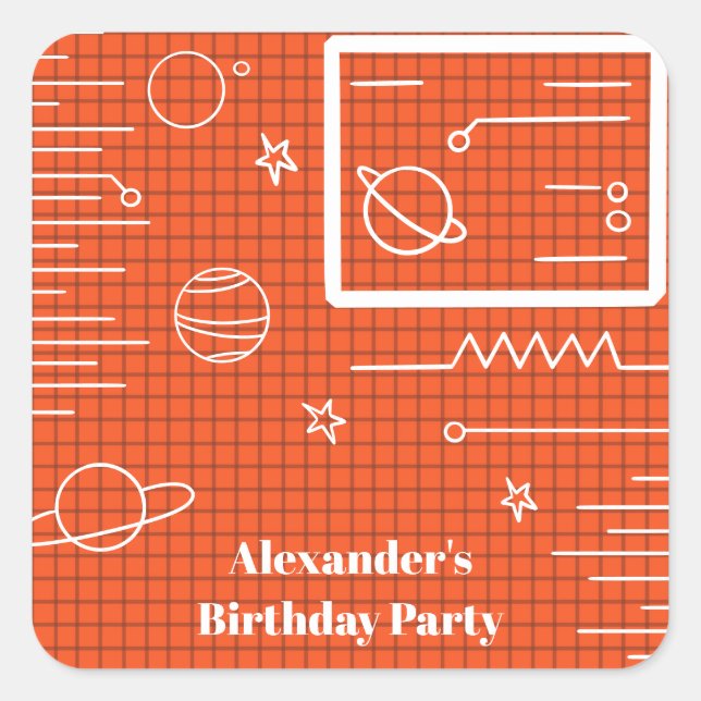 Adesivo Quadrado Espaçonave do Planeta e da Estrela do Espaço da Te (Frente)