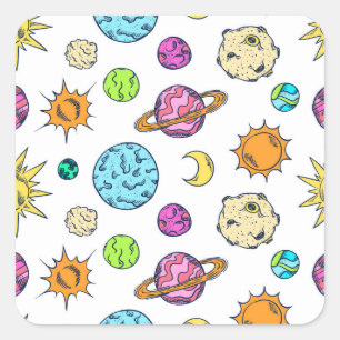 Adesivo Quadrado Espaços Doodles Fundo Cósmico