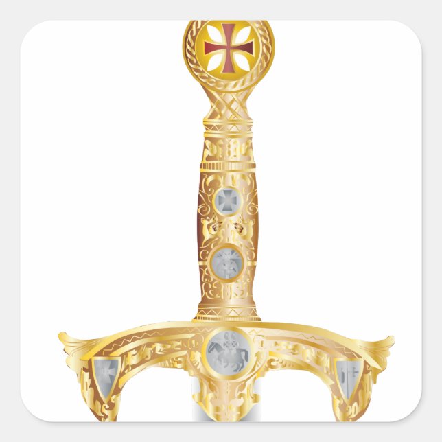 Adesivo Quadrado Espada de um Cavaleiro Templário (Frente)