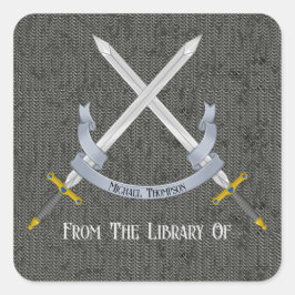 Adesivo Quadrado Espada e Chainmail da Biblioteca de