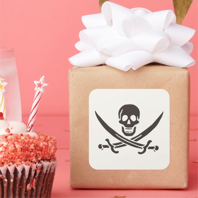 Adesivo Quadrado Espadas do Crânio Obsidiana Bandeira pirata de Cal (Festa)