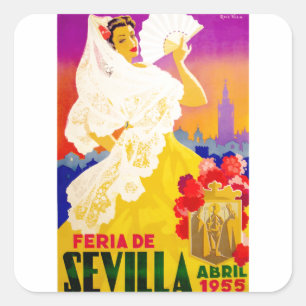Adesivo Quadrado Espanha 1955 Seville April Fair Poster