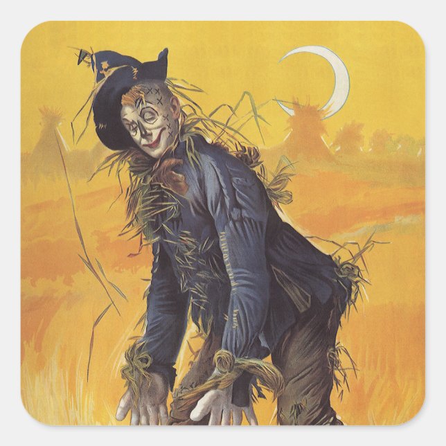 Adesivo Quadrado Espantalho do Mágico de Oz, Contos de Fada de Vint (Frente)
