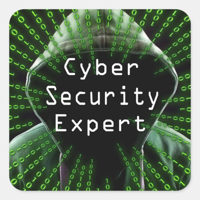 Adesivo Quadrado Especialista em negócios do Cyber Security (Frente)