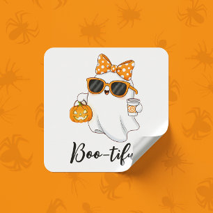 Adesivo Quadrado Especiaria Ghost Pumpkin do Halloween Bonita Perso