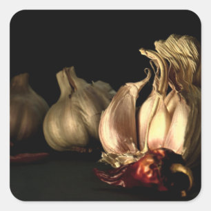 Adesivo Quadrado Especiarias de alho e pimenta-do-chileno