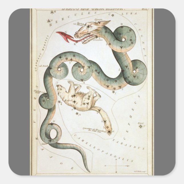 Adesivo Quadrado Espelho da Urânia, Mapa Celestial da Astronomia Vi (Frente)