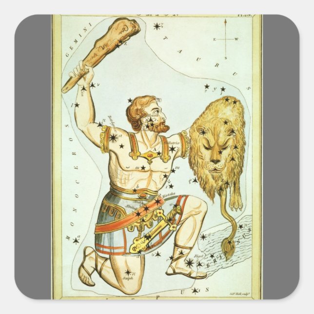 Adesivo Quadrado Espelho da Urânia, Mapa Celestial da Astronomia Vi (Frente)