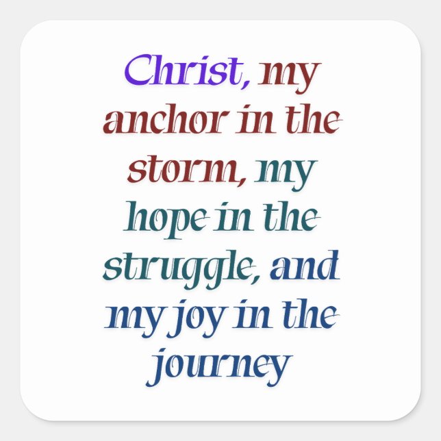 Adesivo Quadrado Esperança e alegria no Cristo (Frente)