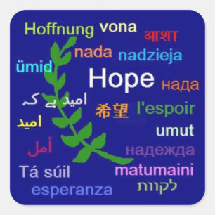 Adesivo Quadrado esperança em muitas línguas
