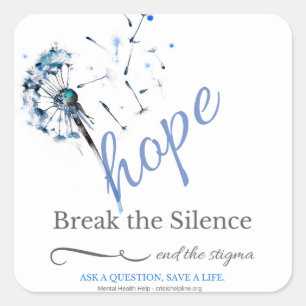 Adesivo Quadrado Esperança por Doença Mental - Vinhetas de Dandelio