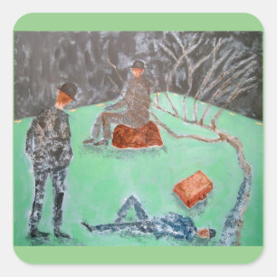 Adesivo Quadrado ESPERANDO PELO Vinheta GODOT