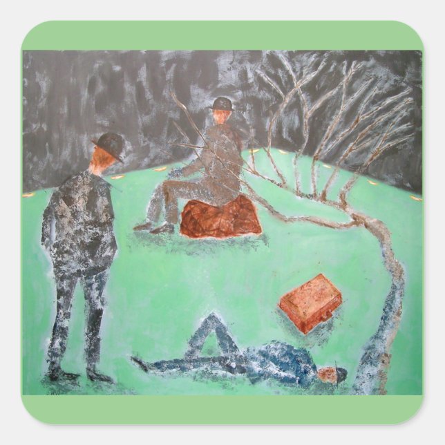 Adesivo Quadrado ESPERANDO PELO Vinheta GODOT (Frente)