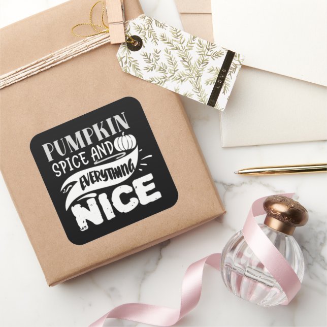 Adesivo Quadrado ESPÍCIO DE PUMPKIN E TUDO DE engraçado dia de agra (Presentear)