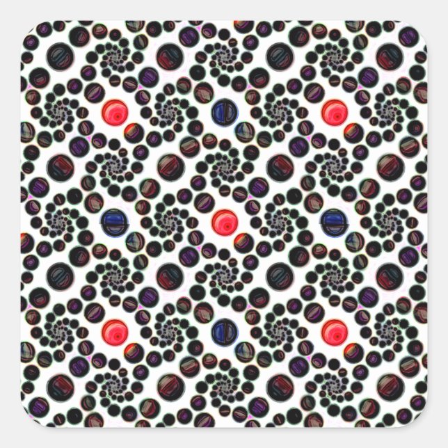 Adesivo Quadrado Espiral Abstrato Escuro Com Padrão De Cerejas (Frente)