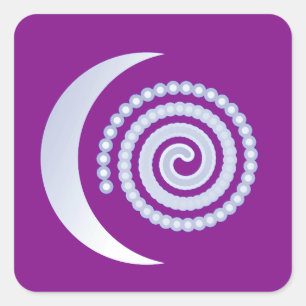 Adesivo Quadrado Espiral de prata da lua no roxo