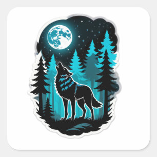 Adesivo Quadrado Espírito de Lobo da Floresta