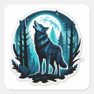 Adesivo Quadrado Espírito de Lobo da Floresta