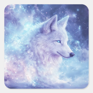 Adesivo Quadrado Espírito de Lobo na Nebulosa da Galáxia Roxa Celes