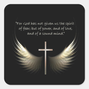 Adesivo Quadrado Espírito Santo Asas com Cruz e Escritura Versa