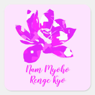 Adesivo Quadrado Espiritual, cor-de-rosa e branca, Lotus Flower