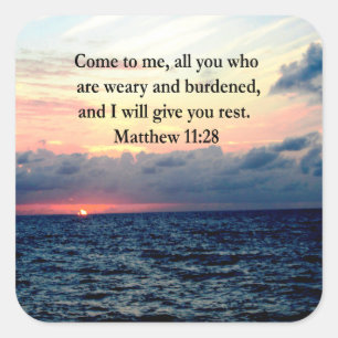 ADESIVO QUADRADO ESPIRITUAL MATTHEW 11:28 FOTO DA SCRIPTURA DO SOL