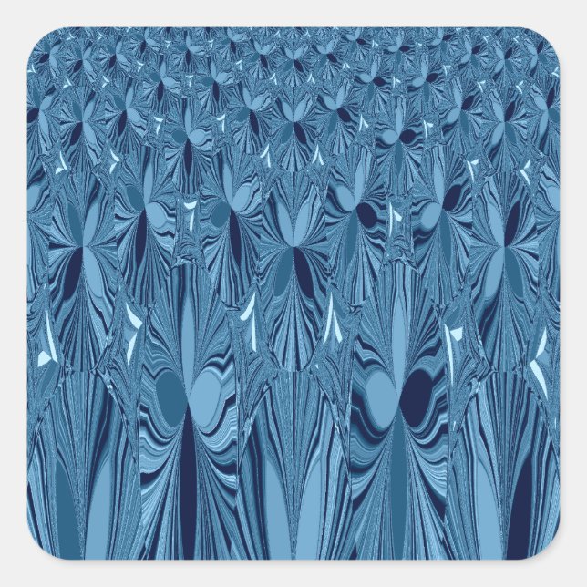 Adesivo Quadrado Esplendor Celestial: Design de Rosa Azul Iridescen (Frente)