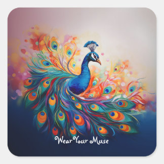 Adesivo Quadrado Esplendor de Peacock