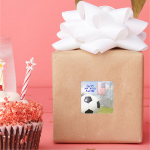 Adesivo Quadrado Esportes de bola de futebol preto-e-branco Sticker