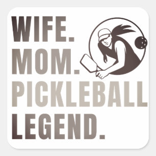 Adesivo Quadrado Esposa Mamãe Pickleball Legenda - Vintage Engraçad