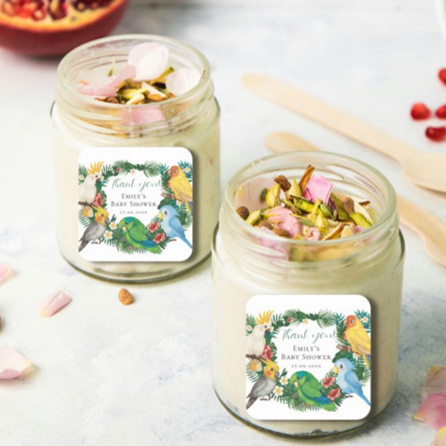 Adesivo Quadrado Esquadra Chá de fraldas de Papagaios Selvagens de  (Criador carregado)