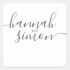 Adesivo Quadrado Esquadra de Casamento de Ouros Mínimo Moderno e Es